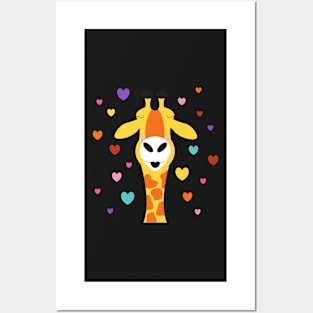 giraffe kisses Posters and Art